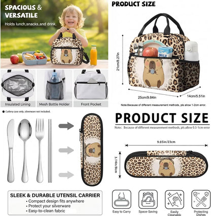 Highland Cow Backpack with Lunch Box Set for Kids Sunflower School Backpack for Girls Boys Back to School Bag Student Travel Backpacks Reusable Utensils Pen Case Water Bottle Bag 5PCS