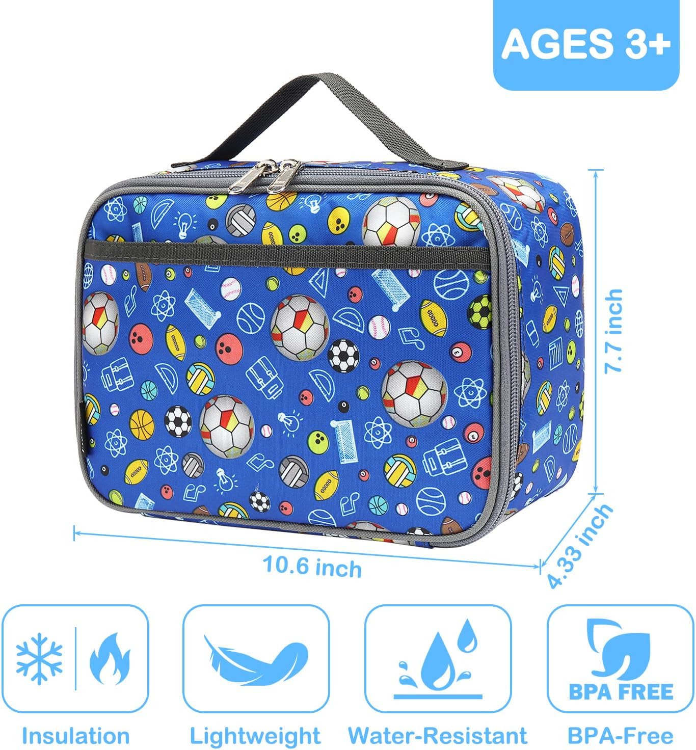 FlowFly Kids Lunch box Insulated Soft Bag Mini Cooler Back to School Thermal Meal Tote Kit for Girls, Boys, Astronaut - Colors B