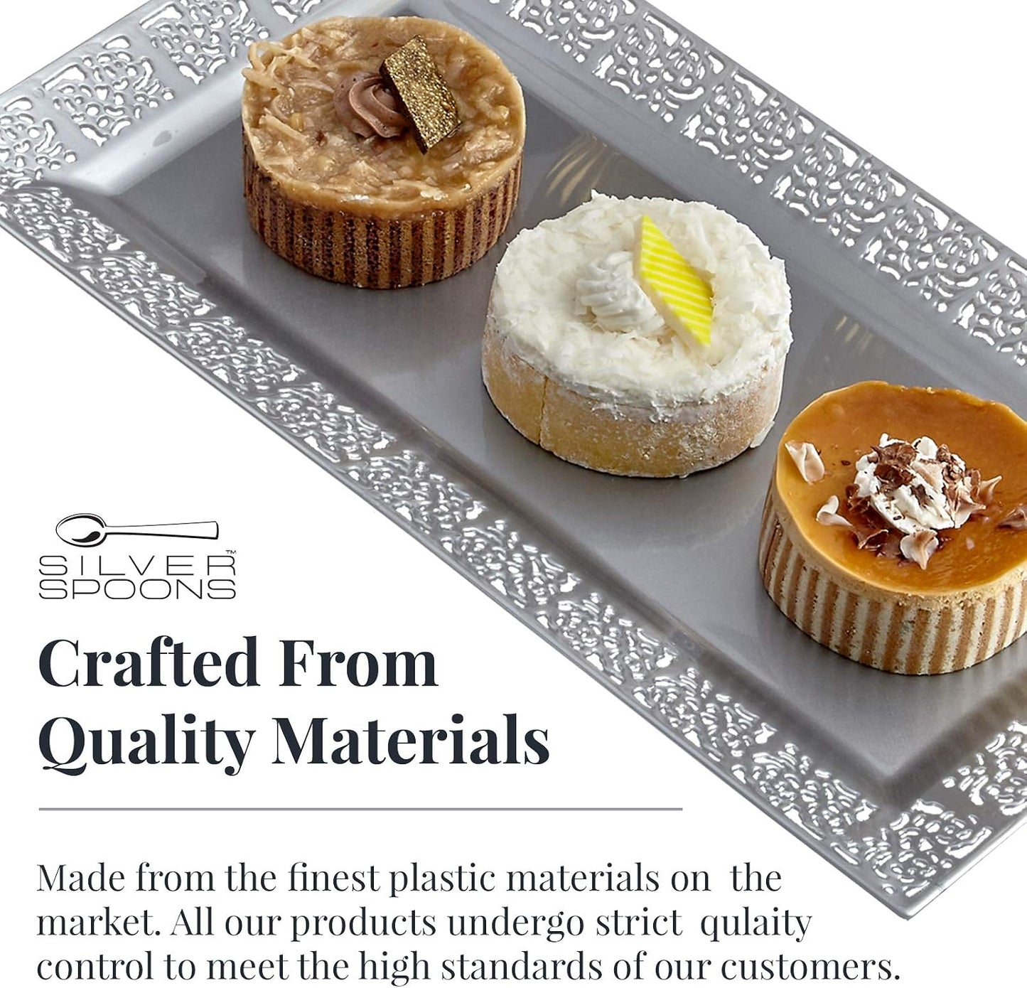 Rectangle White Serving Tray (2-Pack) - 17.5" Disposable Serving Platter for Appetizer, Fruits & Serving Dishes | Perfect Plastic Tray For Party Serveware