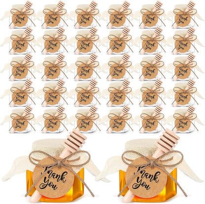 Funnymoom 2.5 oz Mini Honey Jars with Wooden Dippers, Classic