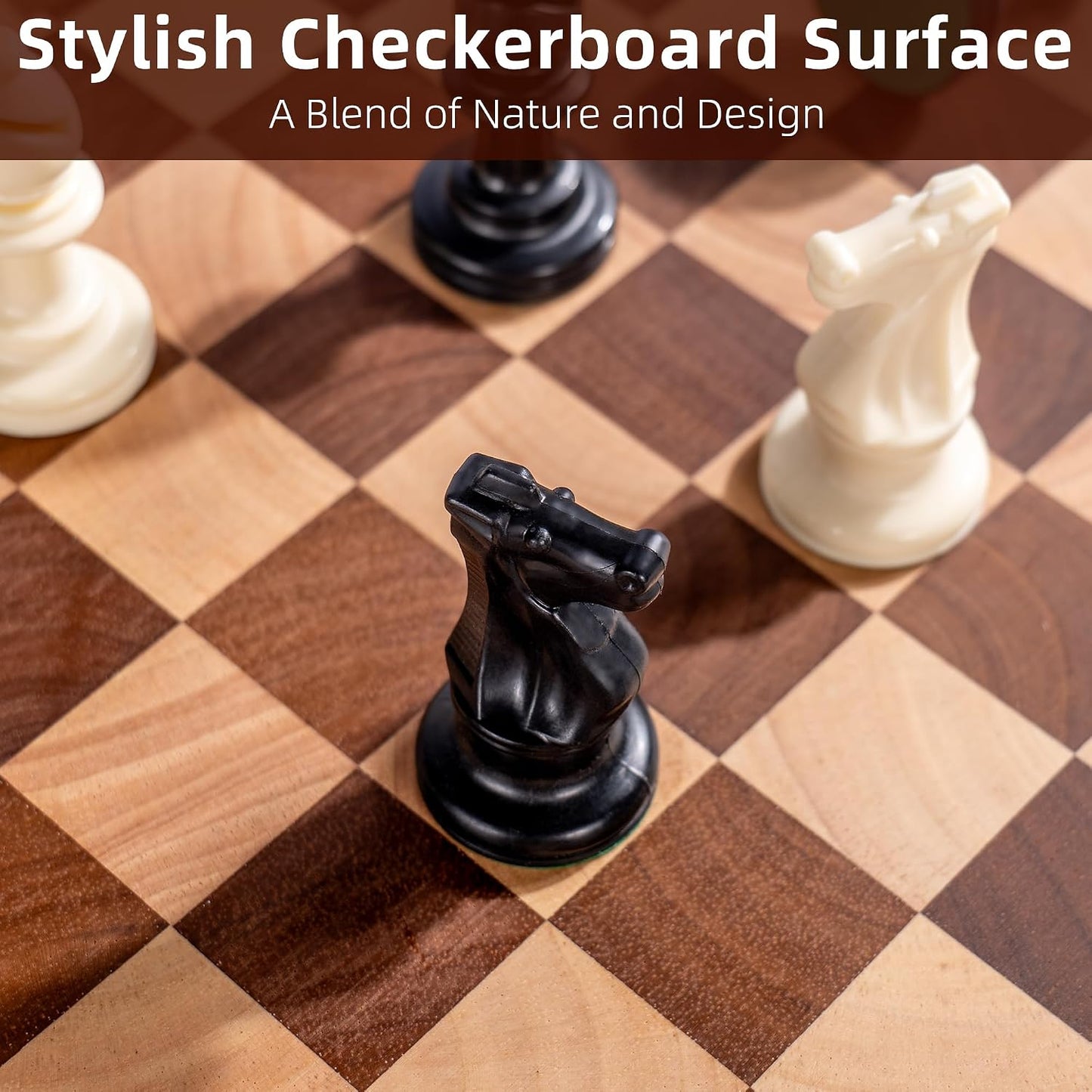 Cutting Board Set of 2 – Checkered Wood & Acrylic Cutting Board with Counter Lip for Kitchen Counter, Wood Checkerboard Chopping Board with Juice Grooves for Vegetables, Fruits, Meat