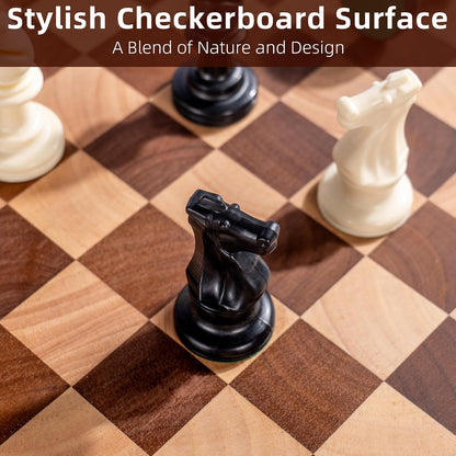 Cutting Board Set of 2 – Checkered Wood & Acrylic Cutting Board with Counter Lip for Kitchen Counter, Wood Checkerboard Chopping Board with Juice Grooves for Vegetables, Fruits, Meat