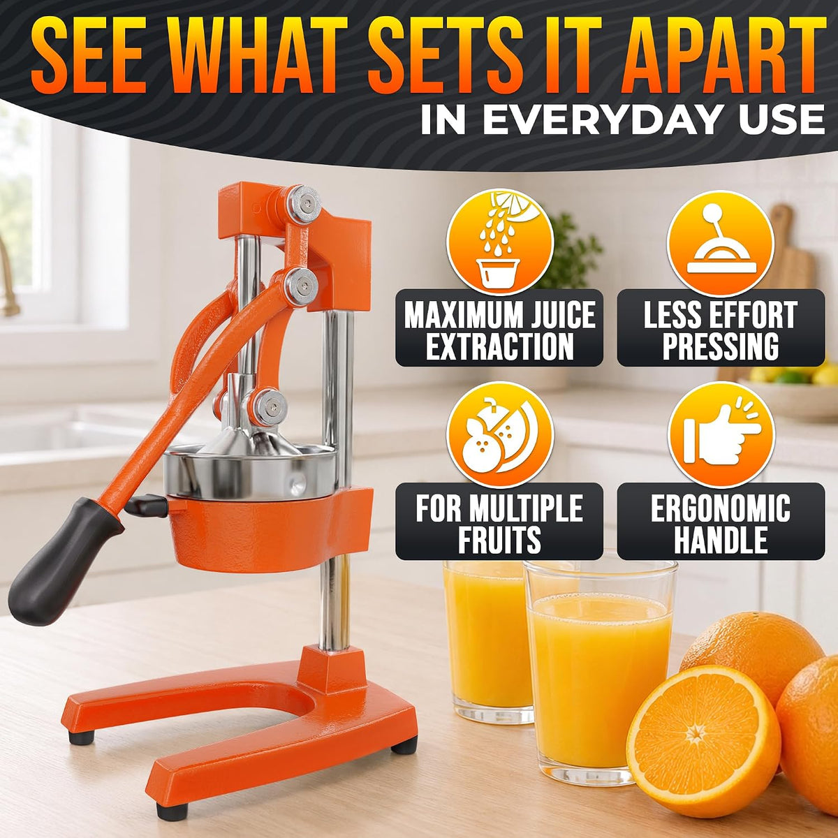 NADOBA Lemon Squeezer and Lime Squeezer, Max Extraction Citrus Hand Juicer