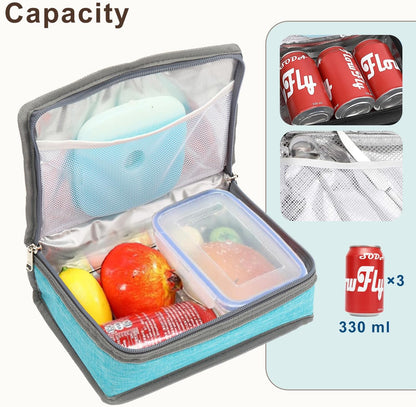 FlowFly Small Insulated Lunch box Portable Soft Bag Mini Cooler Thermal Meal Tote Kit with Handle for Work & School, Black