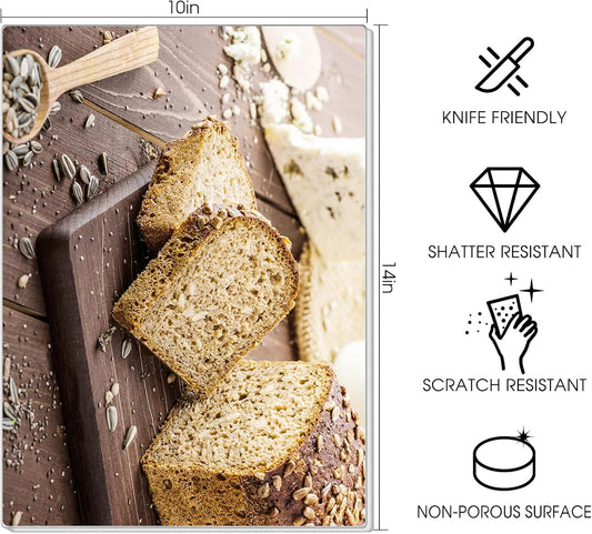 JAMBALAY Tempered Glass Cutting Boards for Kitchen, Gold 12"x8" & 16"x12" Glass Cutting Board Set with Marble Design, With Non Slip Foot, Shatter and Heat Resistant, Dishwasher Safe