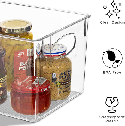 Sorbus Large Clear Plastic Storage Bins for Shelves, Clothes, with Handle - Clear Storage Bins, Drawer, Shelf, Closet, Pantry, Fridge, Freezer Organizer Bins, Closet Organizers and Storage (4 pack)