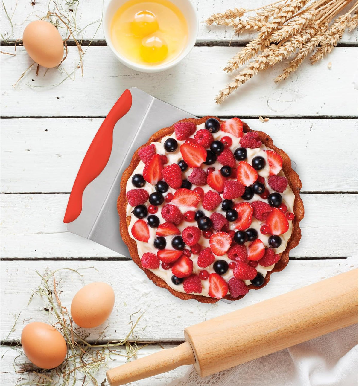Mrs. Anderson’s Baking Giant Layer Cake Spatula, Stainless Steel with Non-Slip Silicone Handle