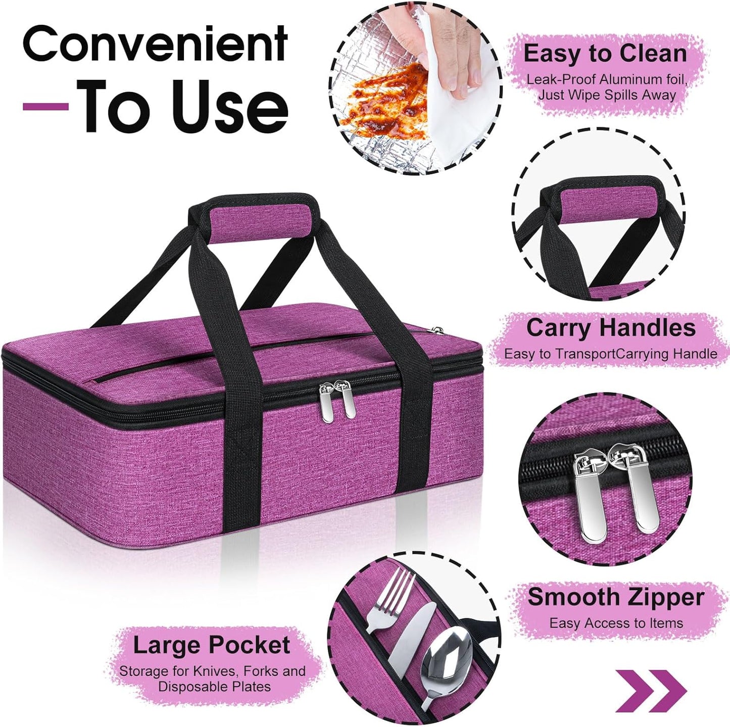 Insulated Casserole Carrier, Portable Casserole Carrier for Hot or Cold Food Lunch Tote Warmer or Cooler Bag, Lasagna Lunch Bag for Potluck Parties- Fits 9" x 13" Baking Dish-Charcoal Grey