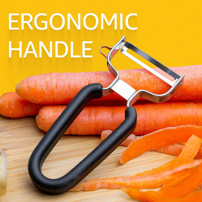 Lurch Germany Julienne Vegetable Y Peeler 5.1 x 2.3 Inches / 13 cm x 6 cm | Stainless Steel Cutter & Slicer for Carrot, Potato & Apple | Veggie Zoodles Maker | Non-slip Comfortable Handle - Black