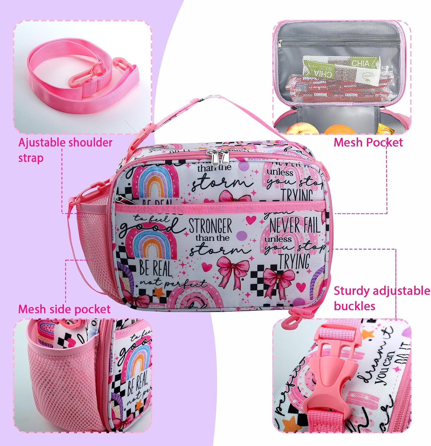 RLGPBON Kids Lunch Bag,Insulated Lunch Box for Girls,Lunch Bag Toddler Teen,School Daycare Cute Travel bags