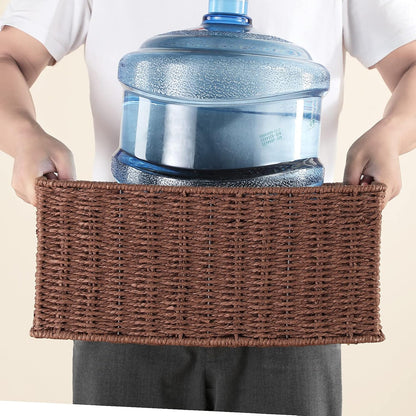 HOONEX Water Hyacinth Storage Baskets, Wicker Baskets for Storage, Hand Woven Baskets with Carry Handles, Set of 2, Natural