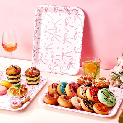 Tioncy 3 Pcs Strawberry Birthday Party Plates Pink Plastic Serving Tray for Summer Berry First Birthday Decoration, 13 x 10 Inch