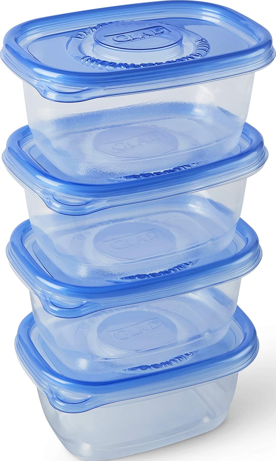 Glad GladWare To Go Snack Food Storage Containers with Lids, Medium Rectangle No BPA Plastic with Built-In Dressing Cup for Salads and Snacks, Microwave Dishwasher Safe, 24 Oz, 4 Count