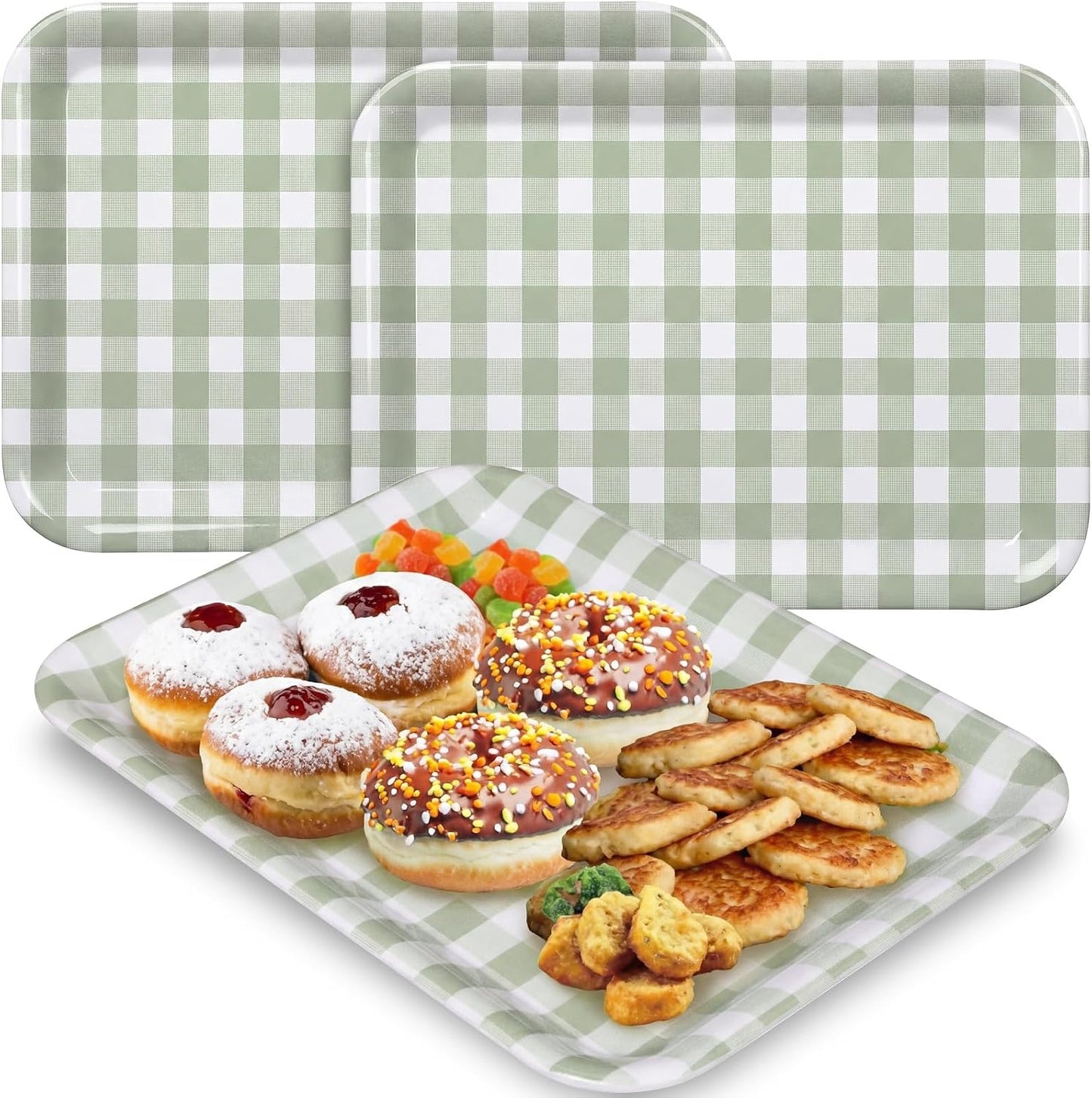 Vesici 3 Pcs Cherry Bow Serving Trays 13 x 10 Inch Pink Bow Cherry Melamine Platters Reusable Rectangular Serving Dishes for Coquette Wedding Baby Shower Birthday Party Sharing Snack Fruit Dessert