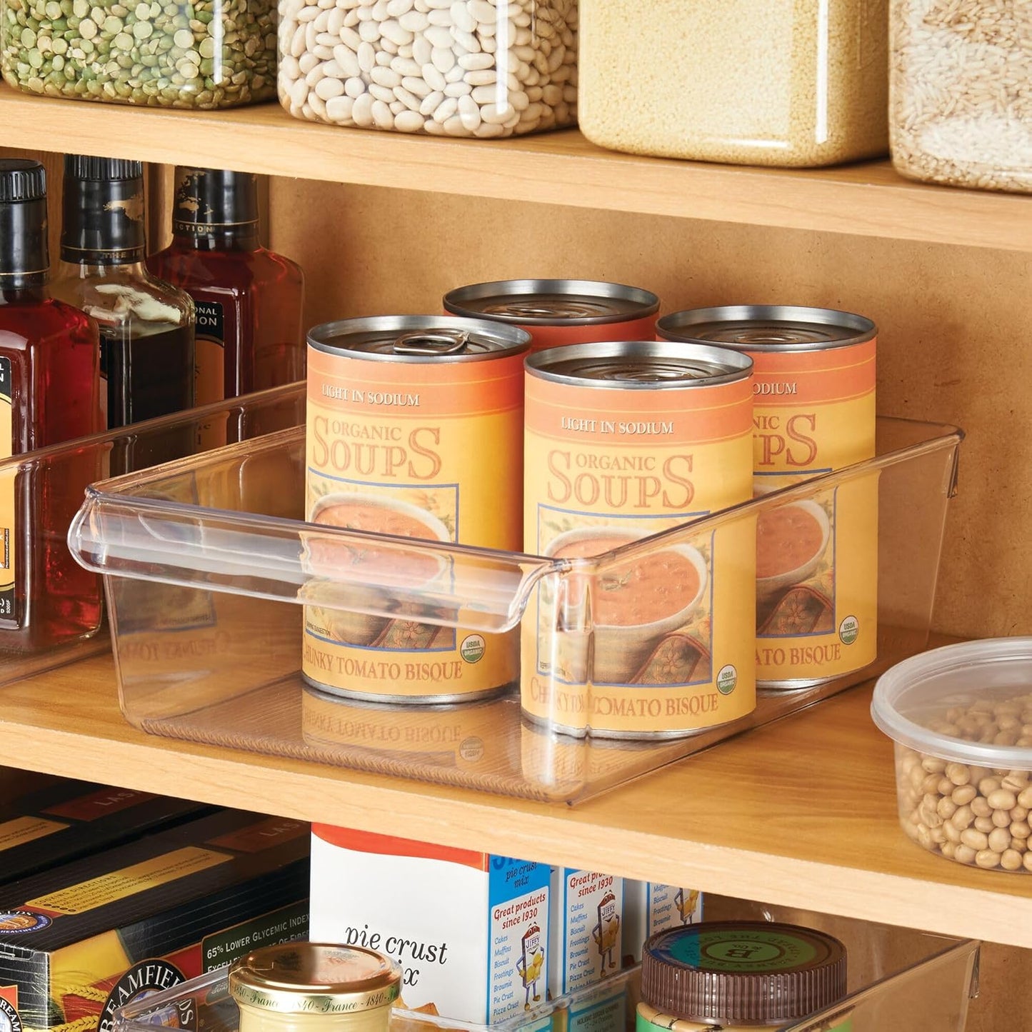 iDesign Fridge Storage Bin with Handle, Set of 2, Clear | Fridge Tray, For Cheeses and Snacks