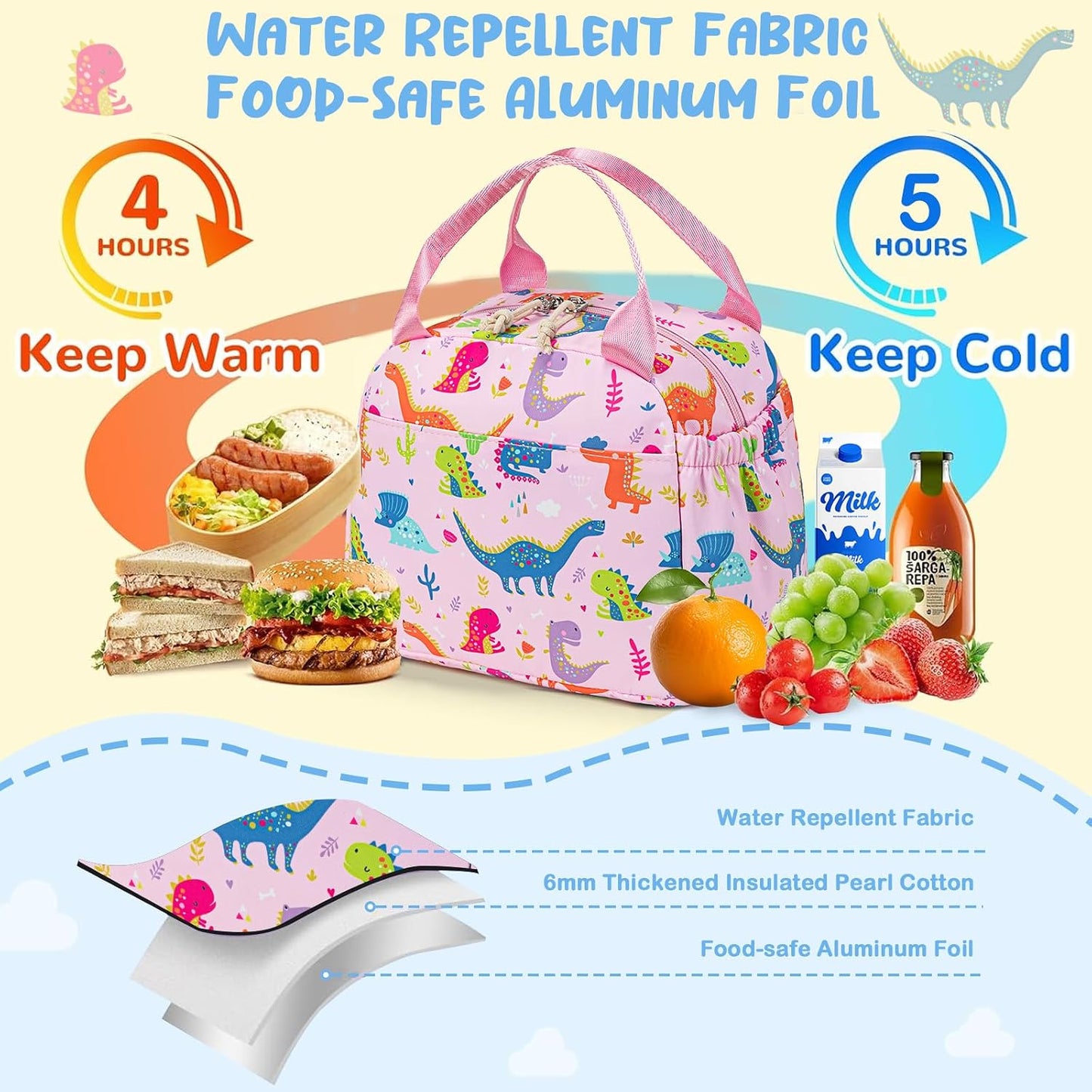 CAMTOP kids lunch bag Cute Insulated lunch box for Boys & Girls Leakproof loncheras for school