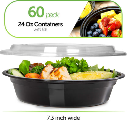 Prep Naturals 50 Pack Meal Prep Containers Reusable | BPA-Free Meal Prep Containers - Airtight Lids, Microwave, Freezer & Dishwasher Safe (50-Pack, 25 oz)