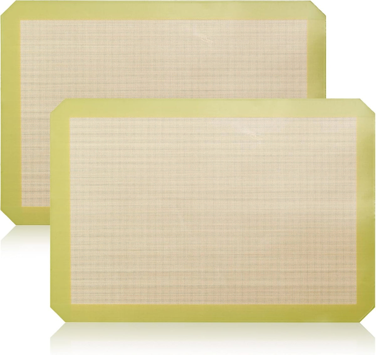Luckyiren 2 Pack Silicone Baking Mat Set, Nonstick Half Sheet, Orange/Beige