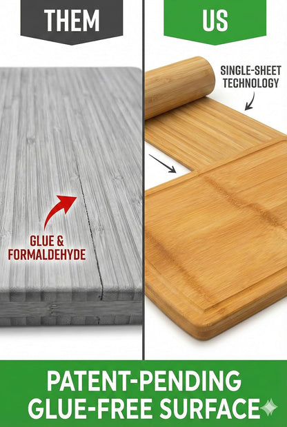 Greener Chef Luxury Bamboo Cutting Board Set of 3 with Glue-Free Surface Technology - Extra Spacious Wood Cutting Boards for Kitchen and XL Chopping Board Set - Replacements for Life