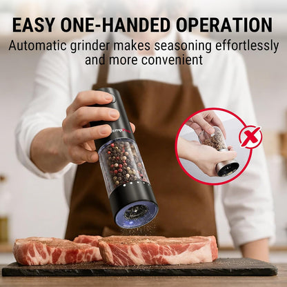 TempPro Rechargeable Electric Salt and Pepper Mill Set with Large Capacity