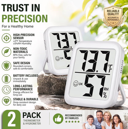 Antonki 2 Pack Room Thermometer Indoor Hygrometer