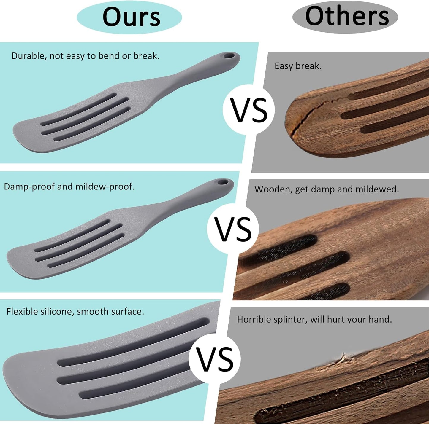 Tongjude Silicone Spurtle Set, Silicone Spatula Set, Heat Resistant Cooking Utensil for Nonstick Cookware, Serving，Baking, Whisking, Smashing, Scooping, Spreading, 4 Piece