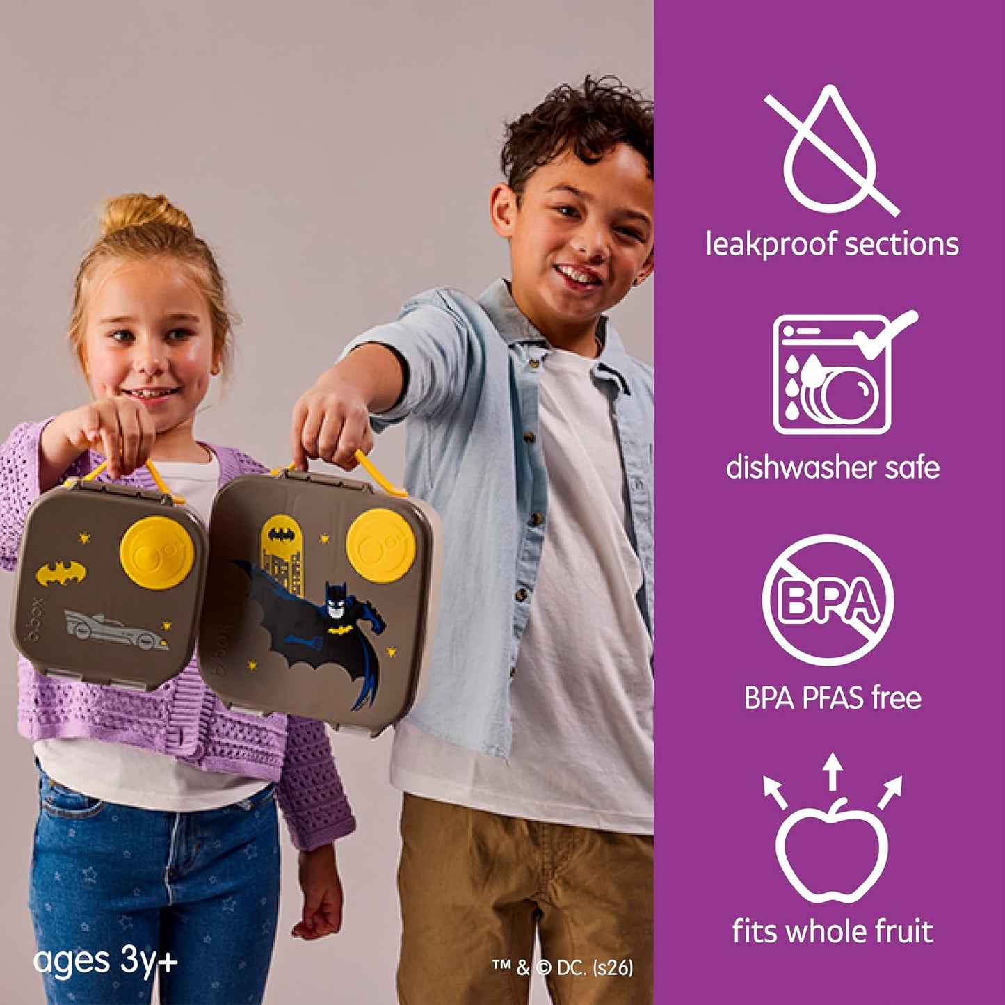 b.box Mini Lunch Box 2-Pack, Leak Proof Bento Box for Kids, 3 Compartment Snack Containers Ages 3+, Lunchbox for Daycare + School, Dishwasher Safe, BPA-Free, PFAS-Free, 4.25 Cup - Blue + Green
