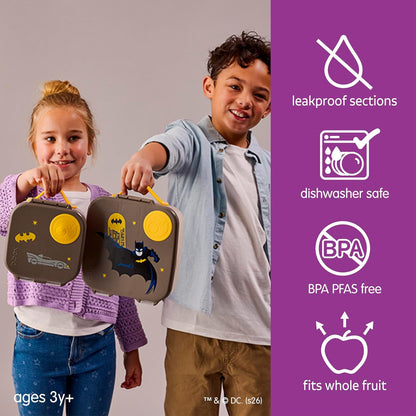 b.box Mini Lunch Box 2-Pack, Leak Proof Bento Box for Kids, 3 Compartment Snack Containers Ages 3+, Lunchbox for Daycare + School, Dishwasher Safe, BPA-Free, PFAS-Free, 4.25 Cup - Blue + Green