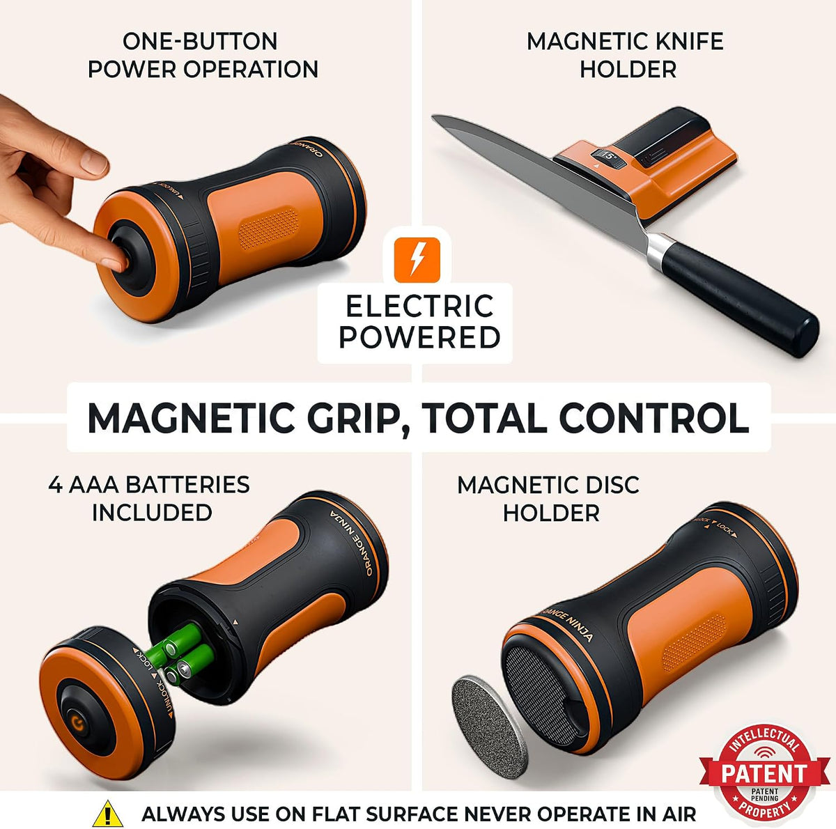 Orange Ninja Electric Rolling Knife Sharpener for Kitchen & Chef Knives