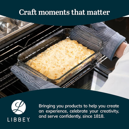 Libbey Baker’s Premium 2 Piece Glass Pie Plate, Stackable, Space Saving Casserole Dish Set with Lids, Glass Baking Dish Set for Fruit Pies, Quiches