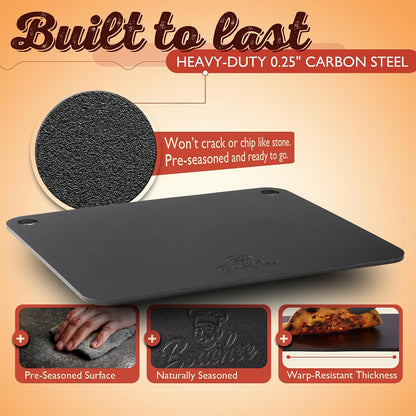 Pizza Steel XL 16"x13.4" – Heavy-Duty Baking Steel for Oven & Grill, Pizza Stone Alternative for Crispy Crust, Faster Heat Transfer, Professional Pizza Baking Sheet
