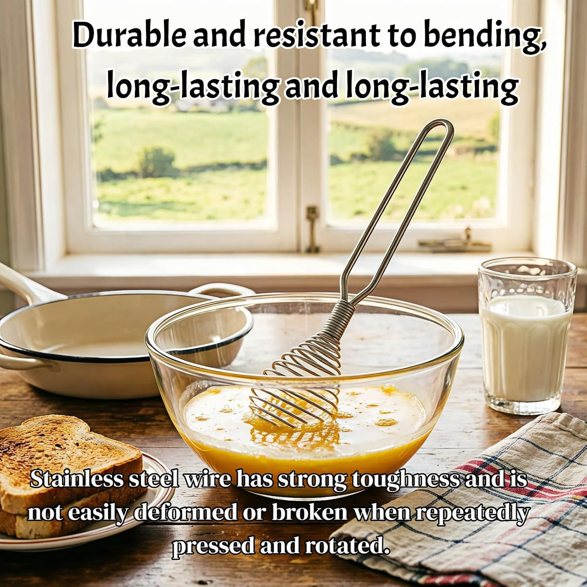 Stainless Steel Spring Coil Whisk Wire Whip Cream Egg Beater Gravy Cream Hand Mixer Kitchen Tool Accessories For Mixing, Blending, Beating, Stirring, Cooking - (1Pcs Silver)