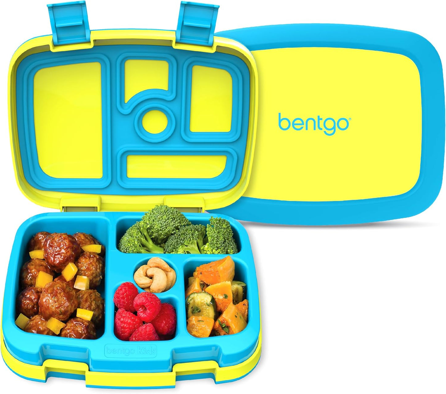 Bentgo Kids Bento-Style 5-Compartment Leak-Proof Lunch Box - Ideal Portion Sizes for Ages 3 to 7 - Durable, Drop-Proof, Dishwasher Safe, PFAS & BPA-Free & Made with Food-Safe Materials (Purple)