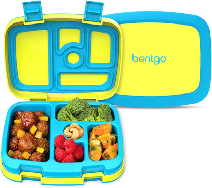 Bentgo Kids Bento-Style 5-Compartment Leak-Proof Lunch Box - Ideal Portion Sizes for Ages 3 to 7 - Durable, Drop-Proof, Dishwasher Safe, PFAS & BPA-Free & Made with Food-Safe Materials (Purple)