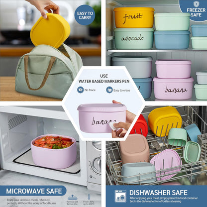 ISSEVE 12Pcs/Set Nesting Silicone Food Storage Containers with Lids, BPA Free Reusable Meal Prep Silicone Containers Airtight, Freezer Dishwasher Safe (33.8oz, 20oz, 10oz, 6.7oz, 1.3oz) (Beige)
