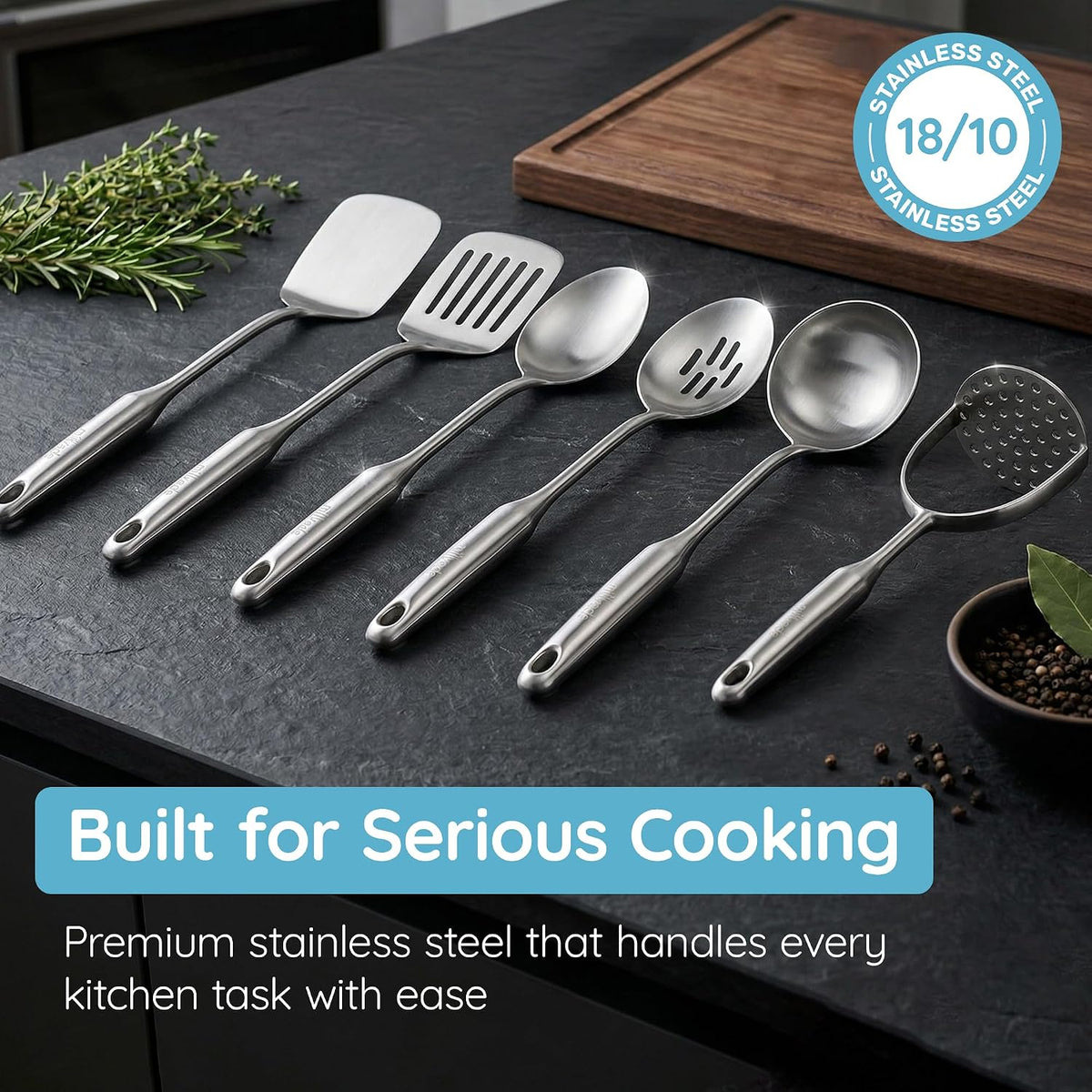 Millvado Slotted Spoon Stainless Steel, Straining & Serving - 15 In.Utensil