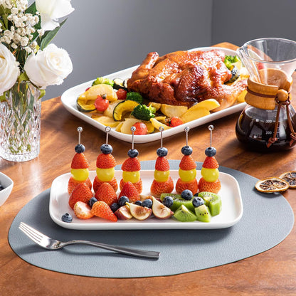 vancasso Stern Serving Platters Set of 3, 15/13/ 11 Inches Rectangular Serving Plates, Blue Serving Trays for Entertaining, Party