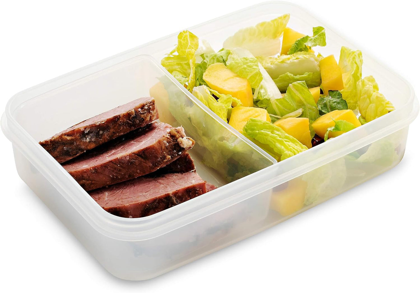 Komax Biokips Set of 5 Lunch Containers – 3 Compartment Food Container for Meal Prep, Portion Control – Microwave & Dishwasher Safe Bento Box Adult Lunch Container w/Locking Lid (37 oz)