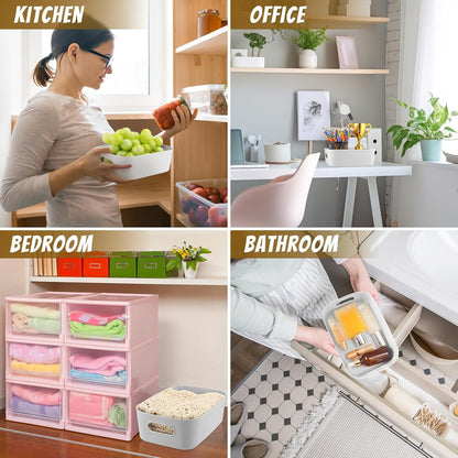 Zopeal Plastic Storage Bins 10 Pcs White Pantry Organizer Bins Small Baskets Storage Containers for Home Kitchen (10 x 7 x 6 Inch)