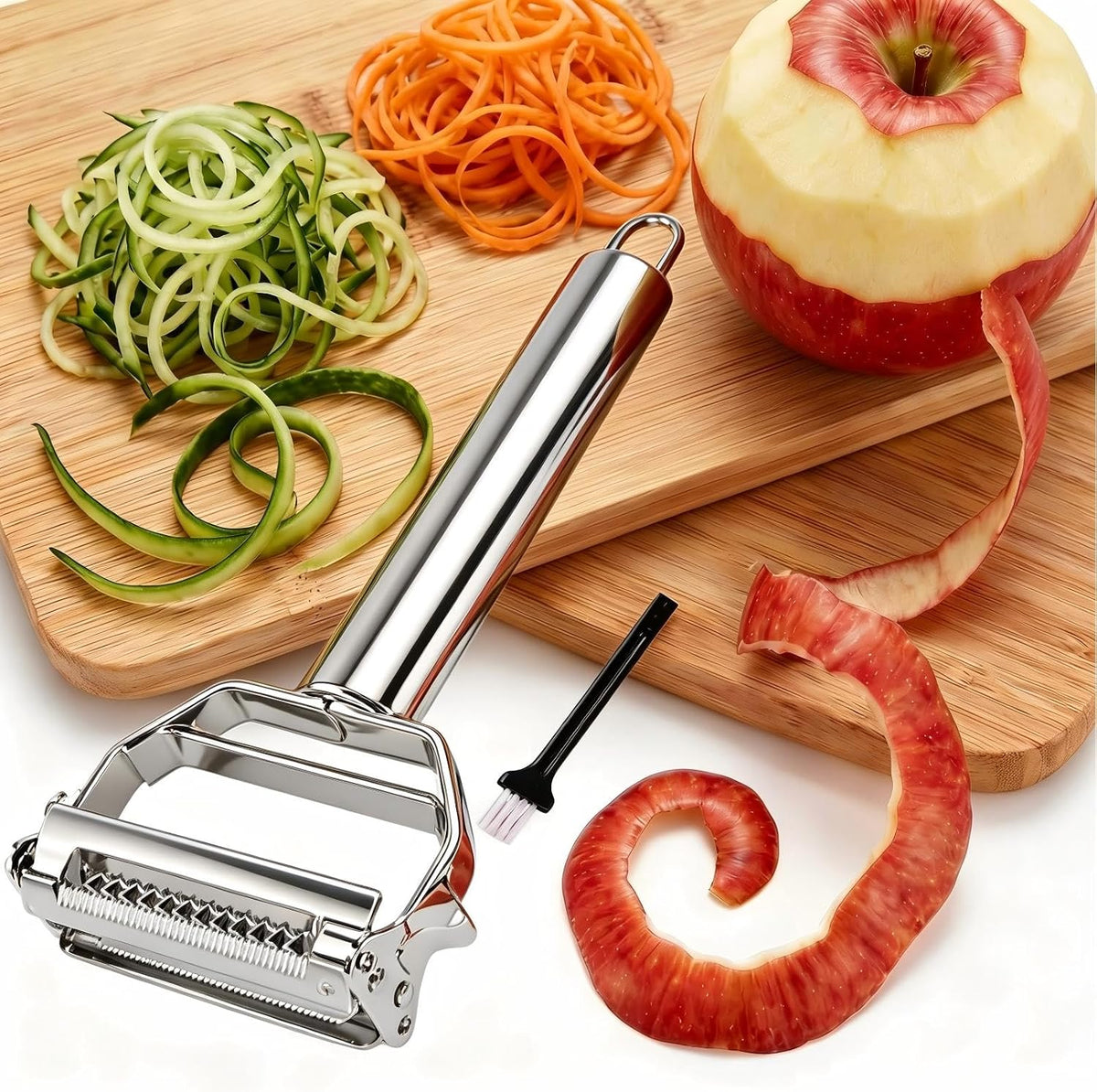 Julienne Peeler, Double-Sided Blade Multifunctional Vegetable Peeler | 3 in 1 Y Stainless Steel Vegetable Peeler for potato,cabbage,carrot,cucumber,fruit