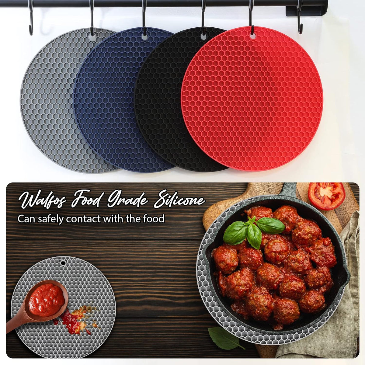 Joyhalo 4 Pack Trivets for Hot Dishes