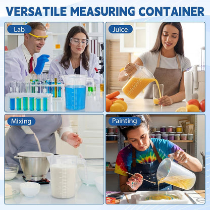 6 Pack 2 Liters/2000 ml Plastic Measuring Pitchers Graduated