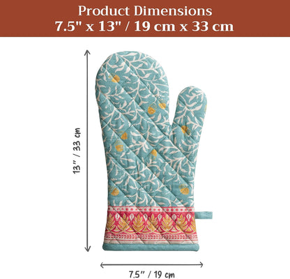 Maison d' Hermine 100% Cotton Oven Mitt & Pot Holder Set (7.5"x13" & 8"x8") - Colors C