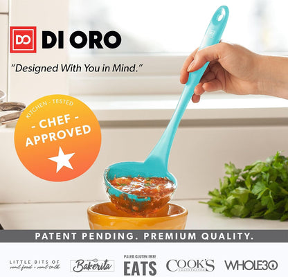 DI ORO Silicone Ladle - Soup & Serving, 600F Heat Resistant, Black