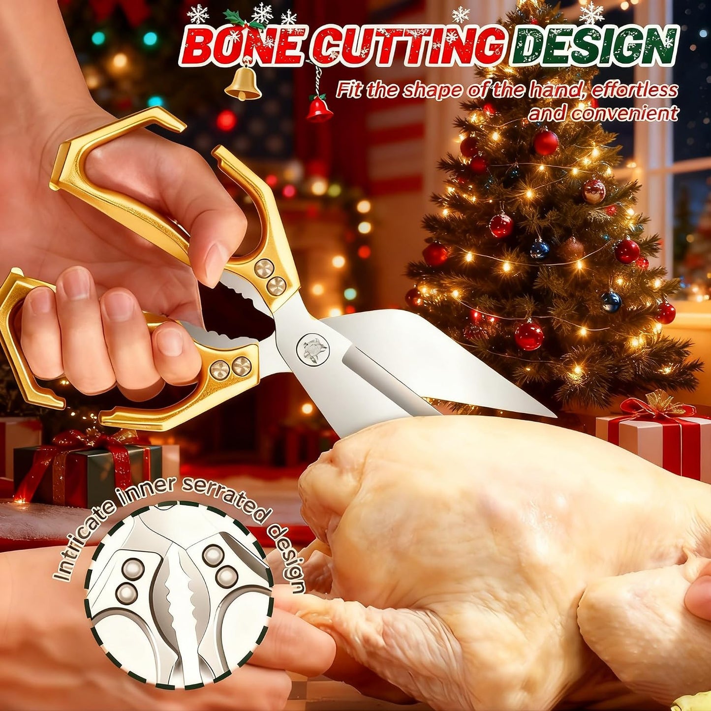 Multifunctional Heavy Duty Kitchen Shears,Kitchen Shears for Cutting Chicken,Kitchen Scissors for Food, Japanese High-Carbon Steel Culinary Poultry Shears, for Chicken,Meat,Fish,Bone Cutting(Silver)