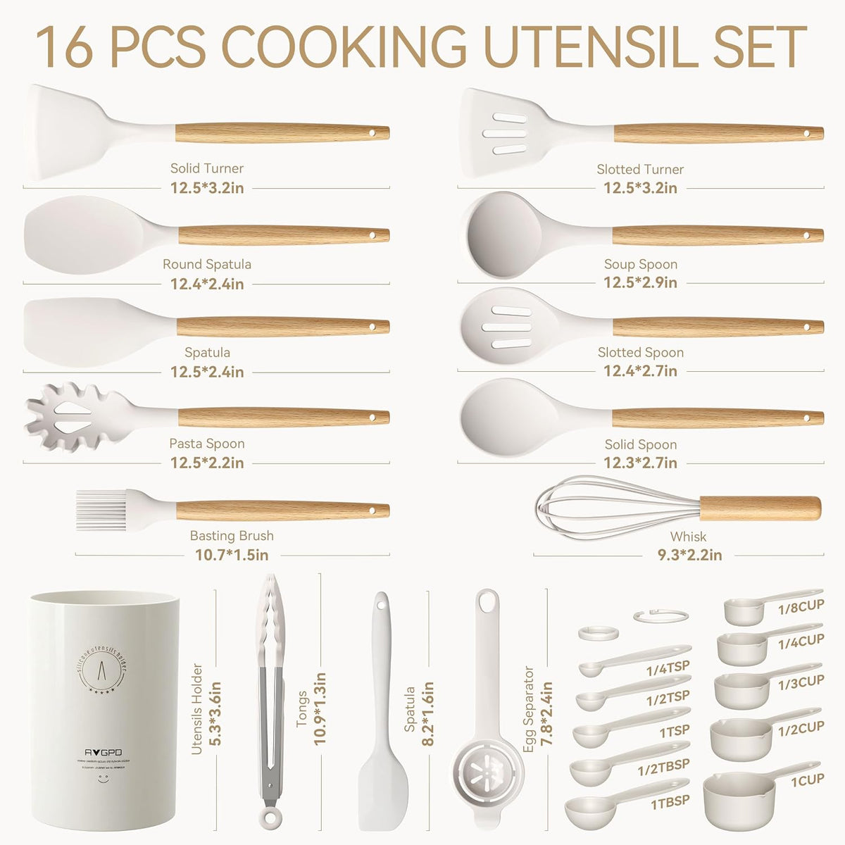 Silicone Kitchen Utensils Set, Heat-Resistant Cooking Utensils, BPA-Free