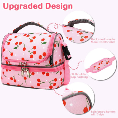 FlowFly Kids Double Decker Cooler Insulated Lunch Bag Large Tote for Boys, Girls, Men, Women, With Adjustable Strap, Unicorn