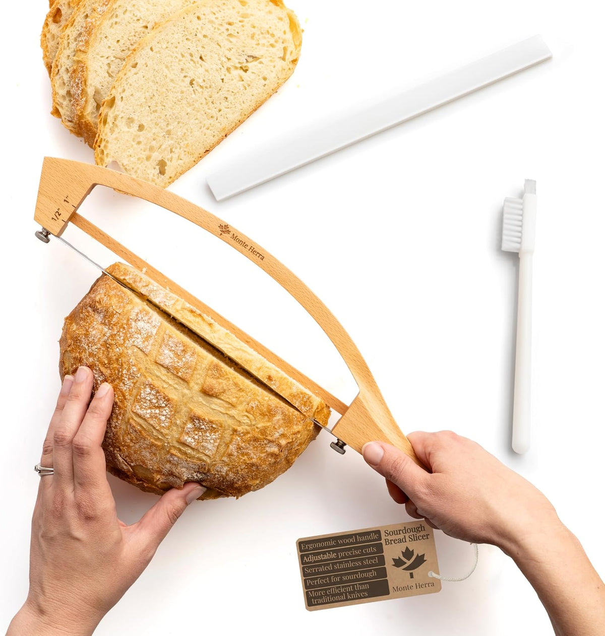 Adjustable Bread Knife for Homemade Bread with 1/2" and 1" Thickness Guides