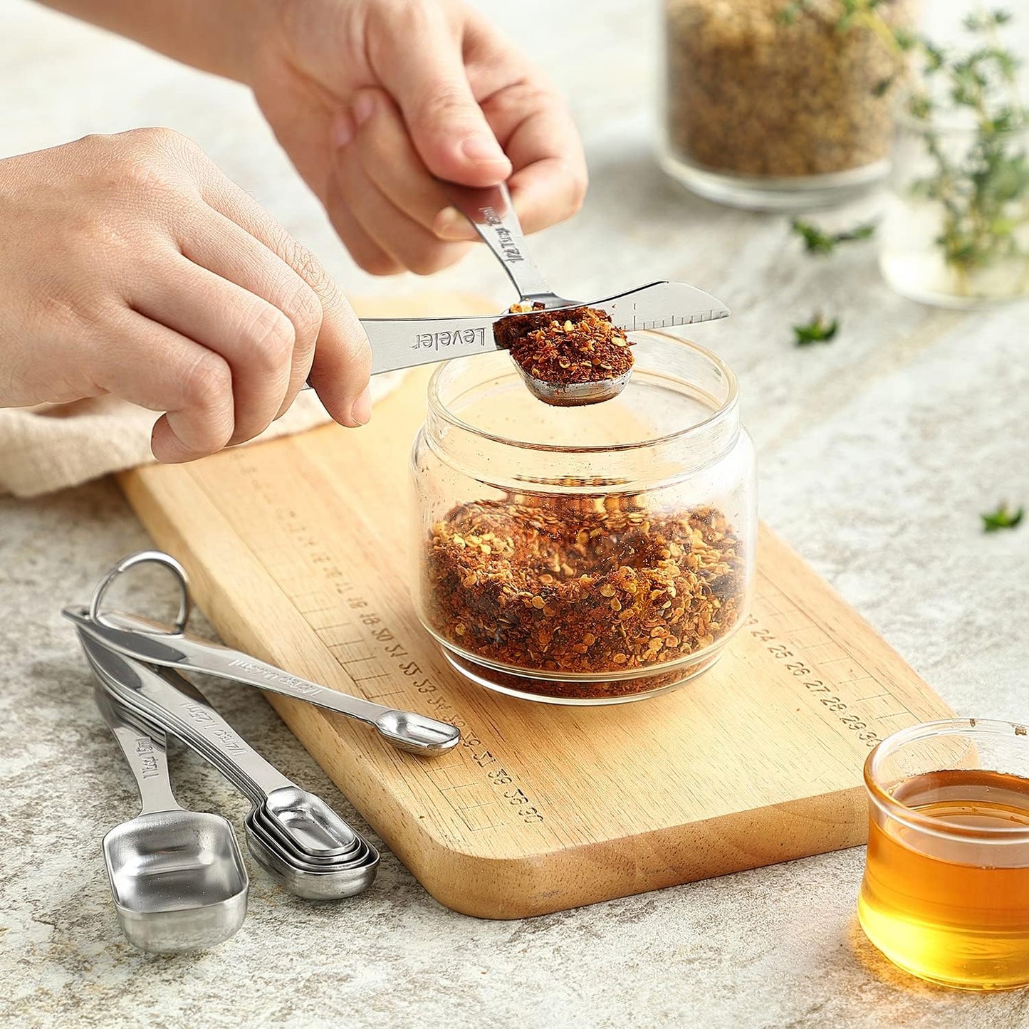 Spring Chef Stainless Steel Measuring Cups and Spoons Set of 14 with Leveler, Nesting Kitchen Metal Measuring Cups and Spoons Set for Dry and Liquid Ingredients, Perfect for Cooking & Baking