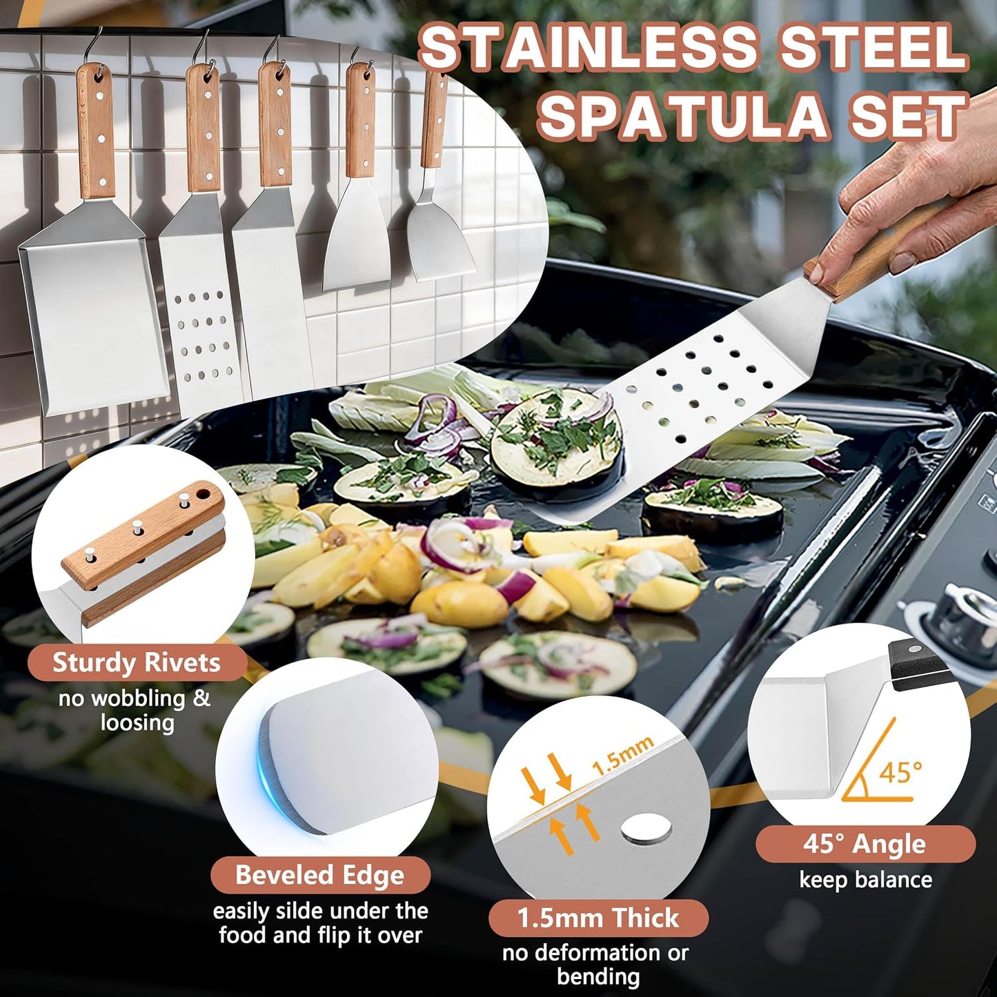 Griddle Accessories Kit, HaSteeL 20Pcs Flat Top Grill Accessories for Camping, Professional ABS Griddle Spatula Grill Tools Set with Melting Dome for Teppanyaki BBQ Outdoor, Perfect Grilling Gifts